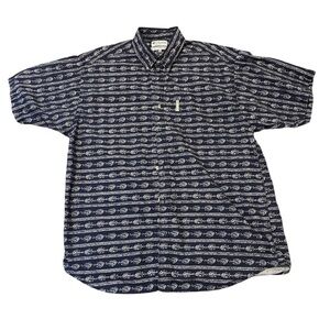 Columbia Men's Navy and White Patterned Shirt